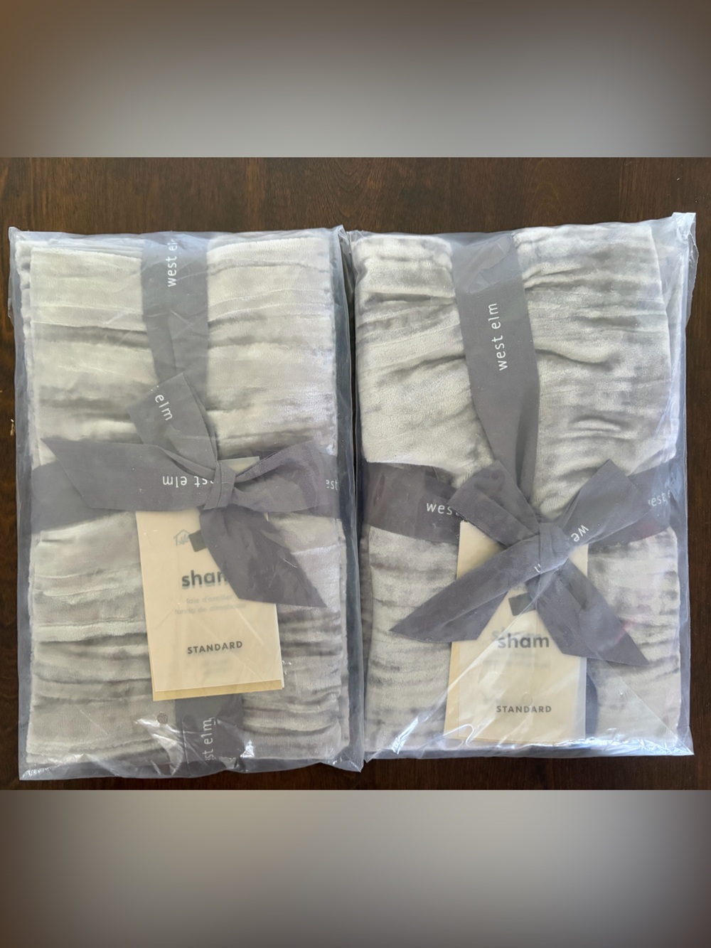 West Elm Silver Gray Ruffled Standard Shams - Pair - Picture 3 of 3